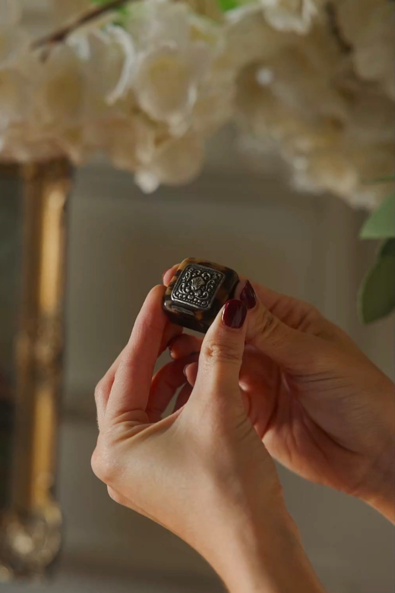 Petite Tortoiseshell Box with Silver-Plated Decorative Mount