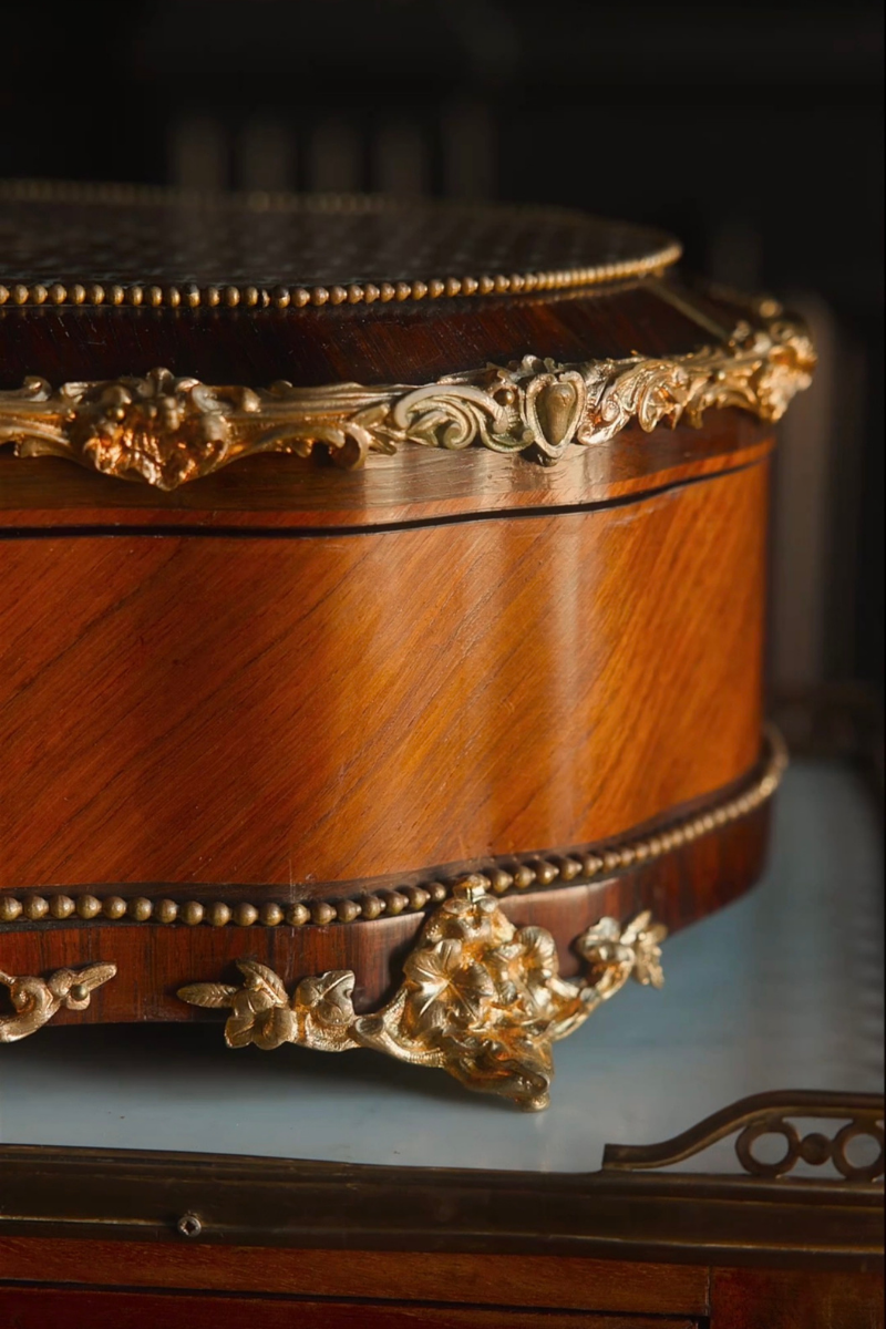 Napoleon III Marquetry & Bone-Inlaid Casket with Bronze Mounts