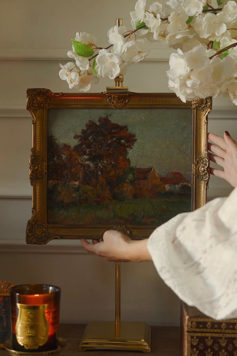 Autumn at the Farmstead — Signed Painting on Wood Board