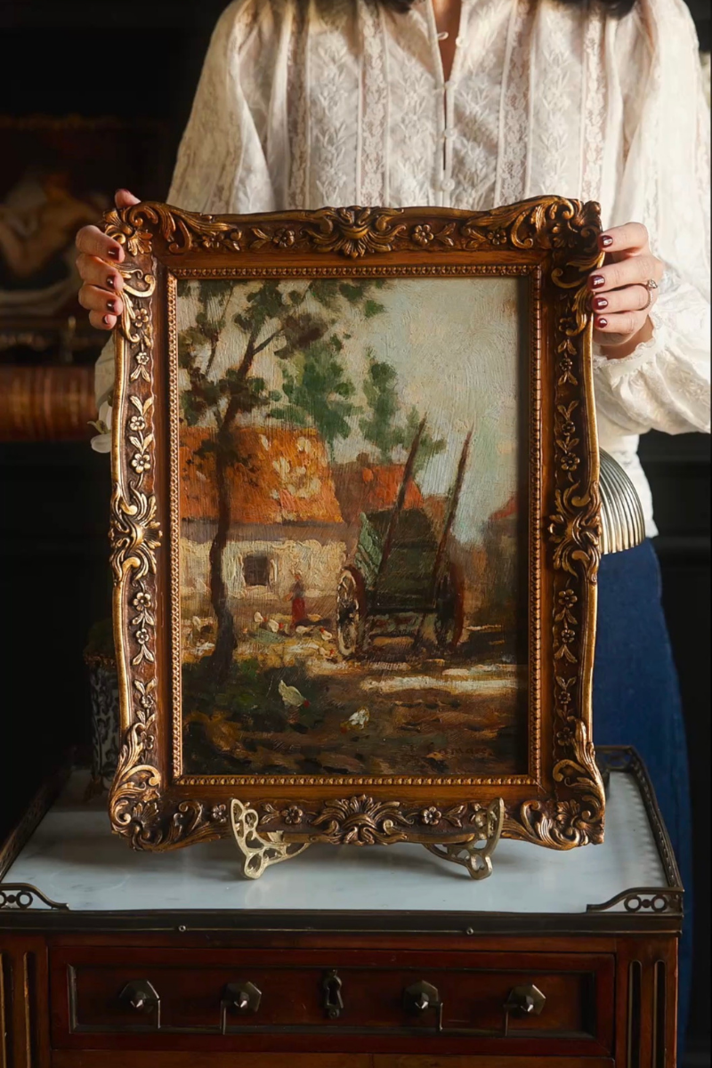 The Farmyard Cart — Signed Oil on Board
