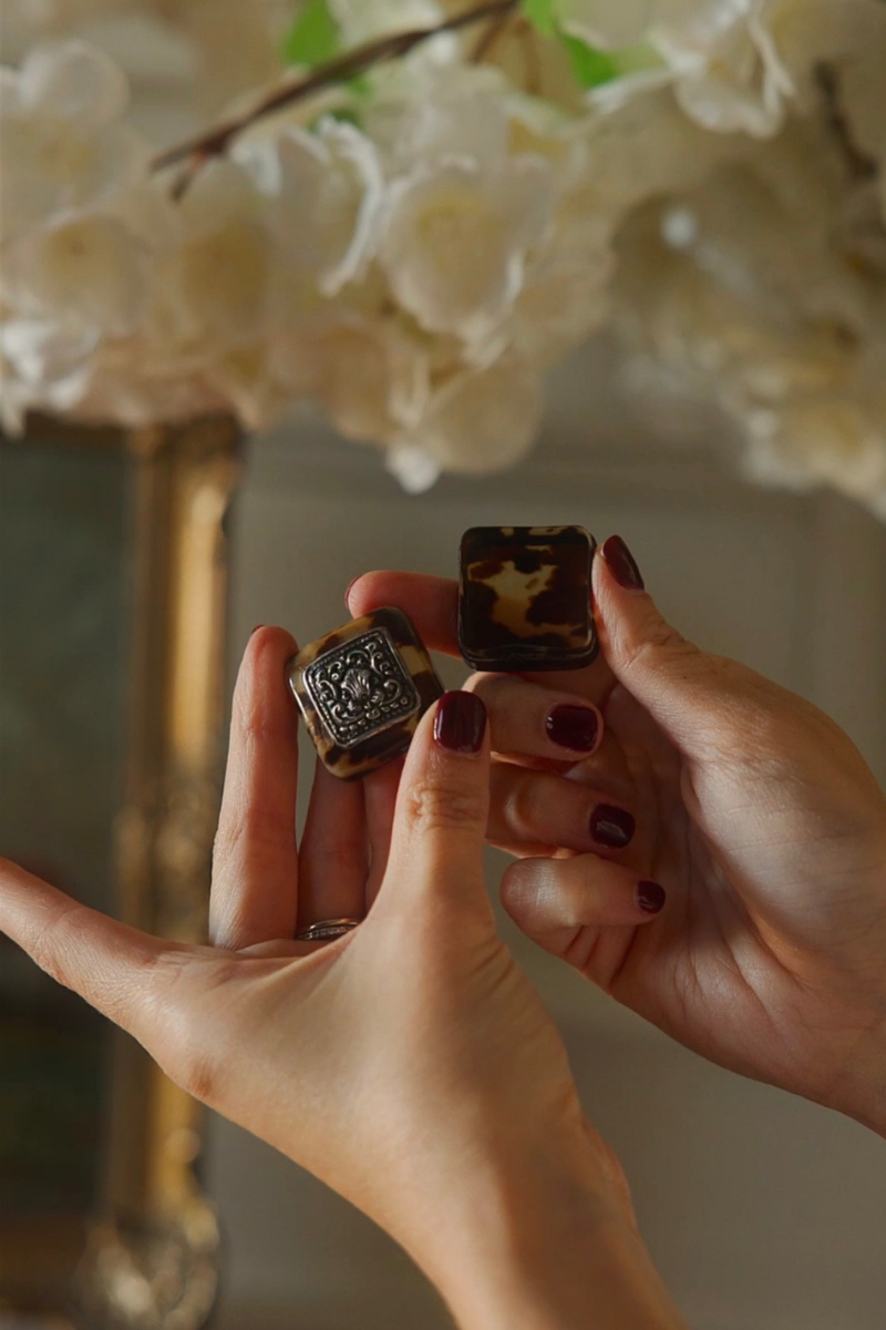 Petite Tortoiseshell Box with Silver-Plated Decorative Mount