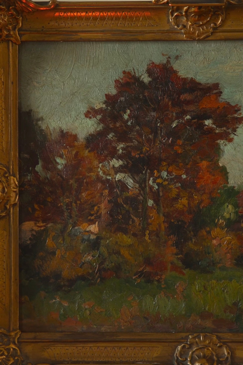 Autumn at the Farmstead — Signed Painting on Wood Board