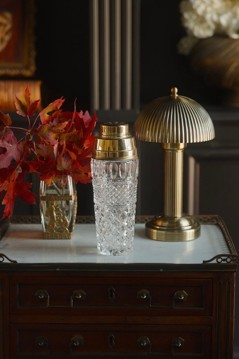 Crystal Cocktail Shaker with Polished Metal Top