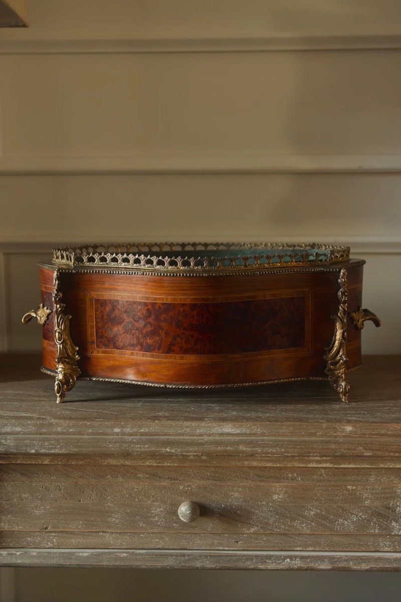 Napoleon III–Style Marquetry Jardinière with Bronze Mounts