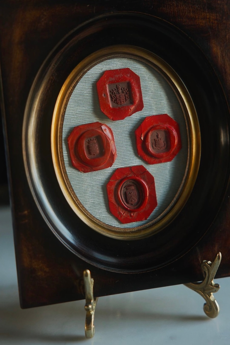 Framed Collection of Four Red French Wax Impressions
