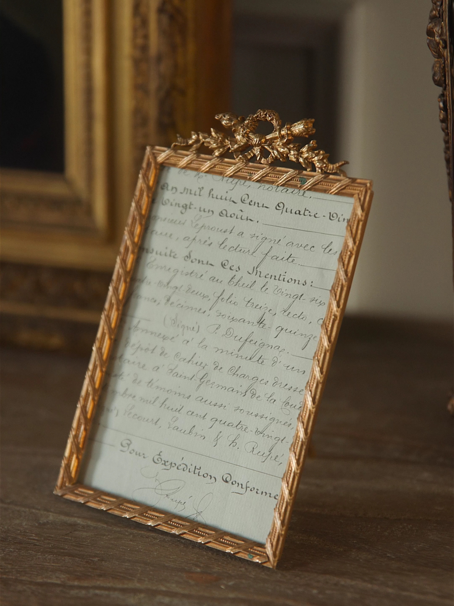 French Ormolu Bow-Topped Frame
