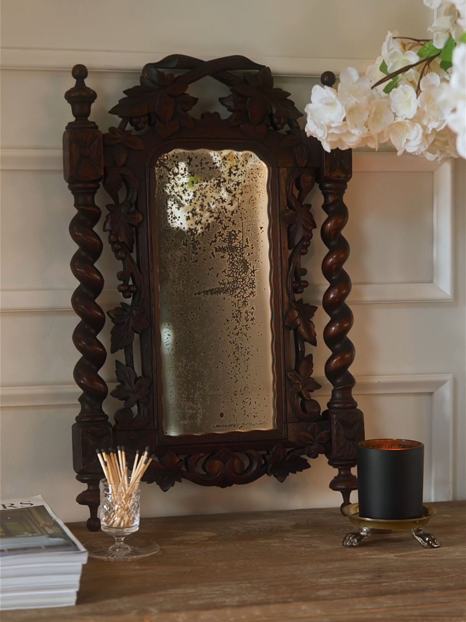 19th Century Black Forrest Carved Mirror