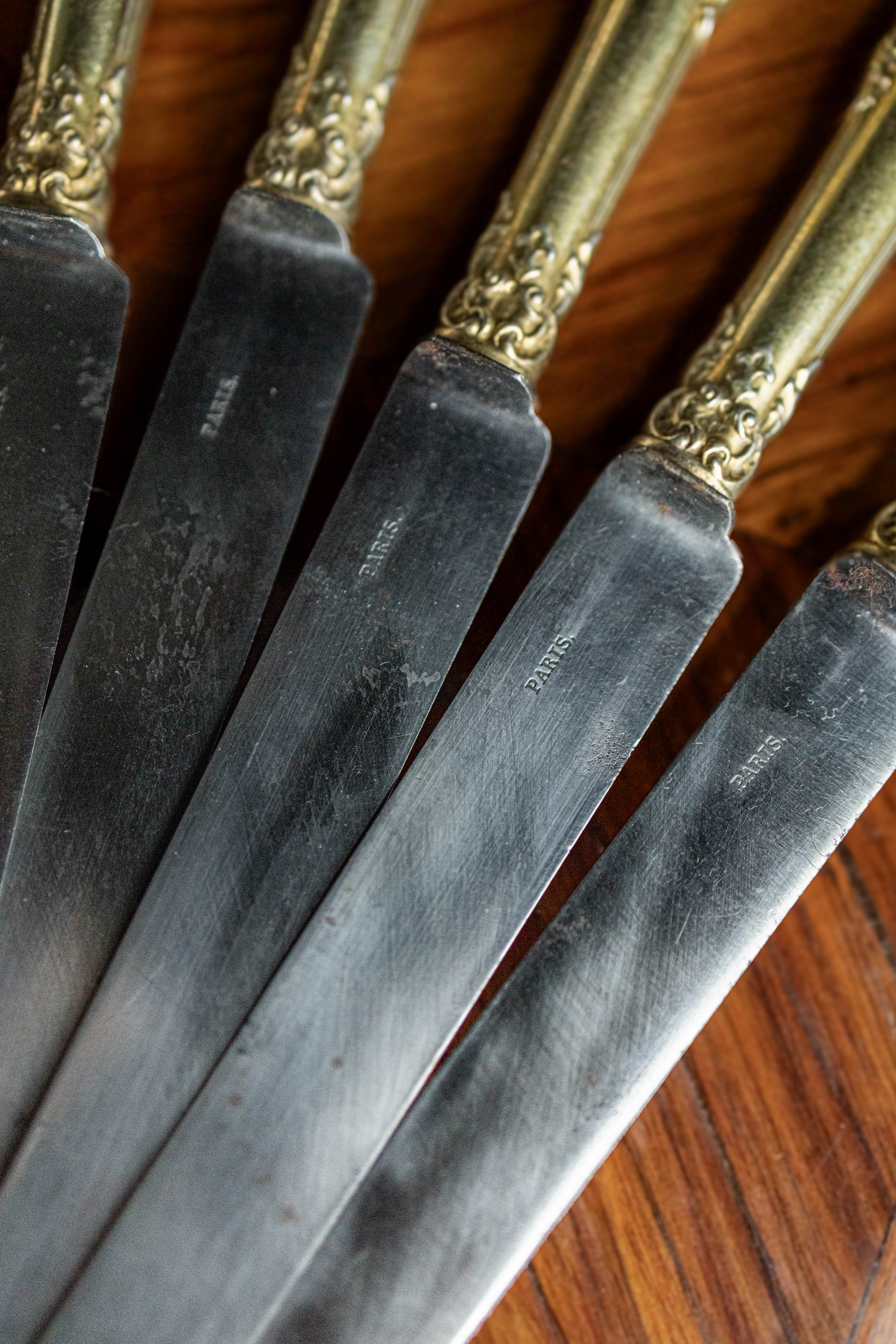 Set of 6 Paris Stamped Butter Knives