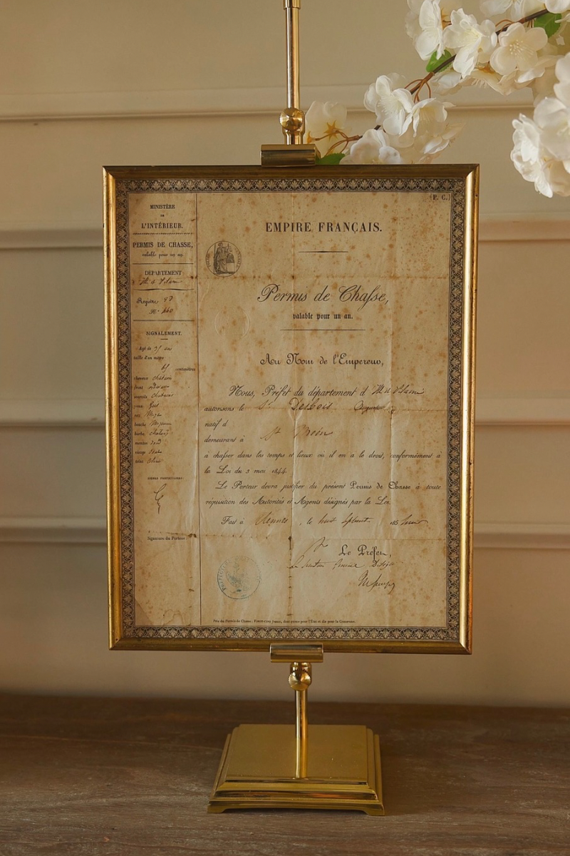 19th Century French Second Empire Hunting Permit, 1850