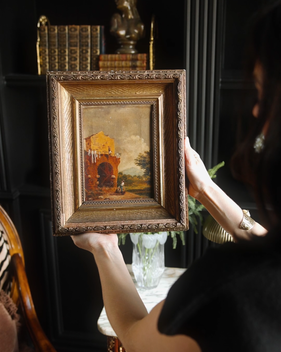 19th Century European Architectural Landscape in Original Gilt Frame