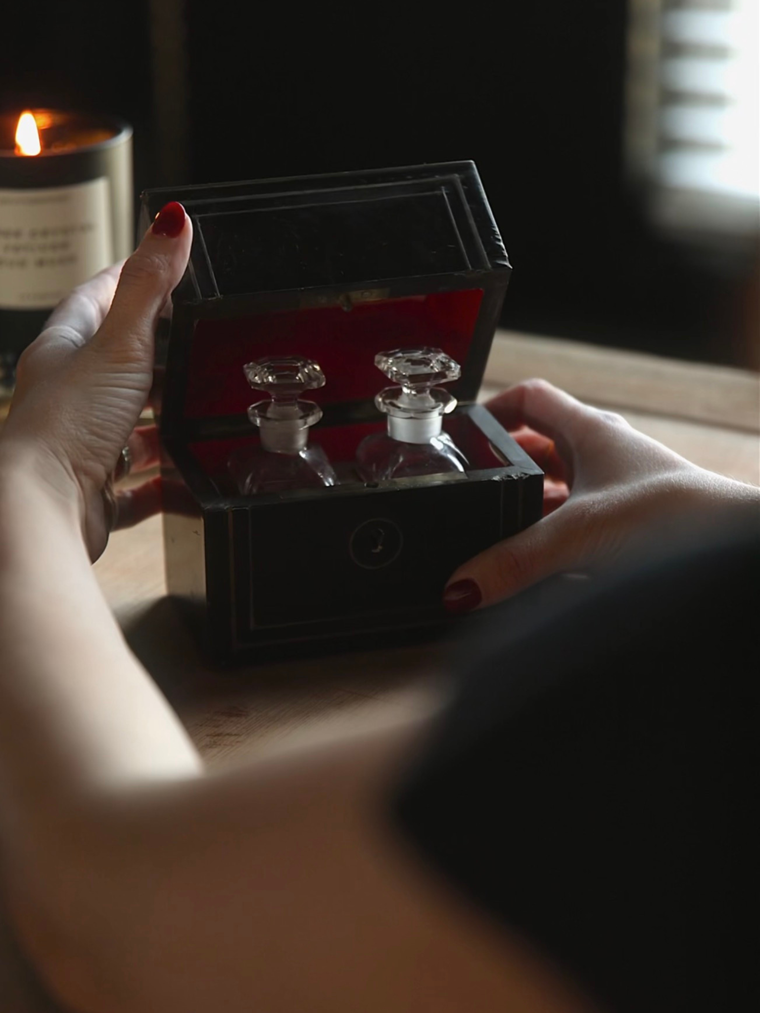 Napoleon III Scent Box with 2 Antique Bottles