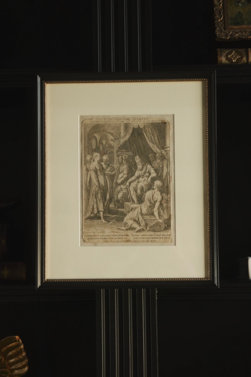 18th Century European Engraving of Saint Cunegonde Before Emperor Henry II