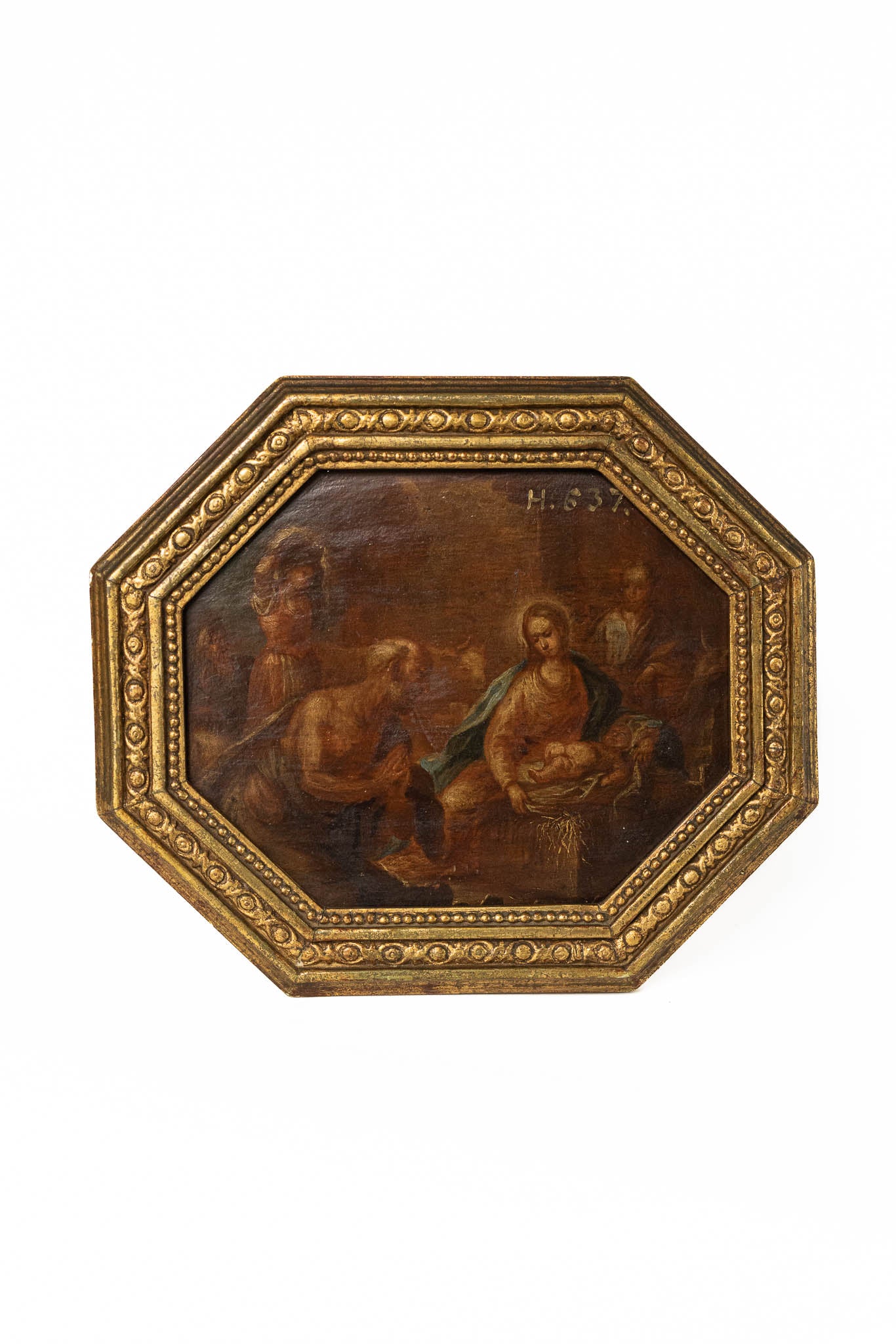 Set of 19th Century Adoration of the Shepards Oil on Board Paintings - Nativity