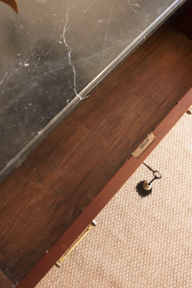 19th Century French Louis XVI–Style Mahogany Commode with Black Marble Top