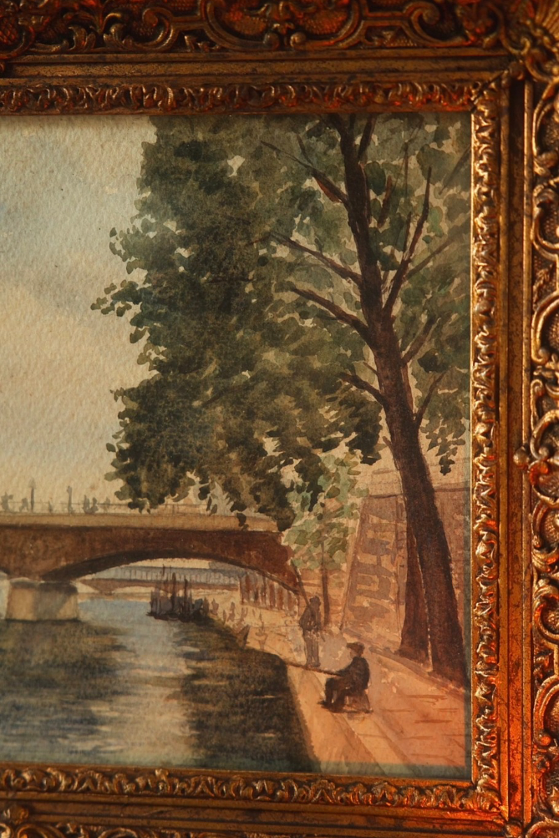 Continental School Watercolor of the Seine River, Paris | c. 1900