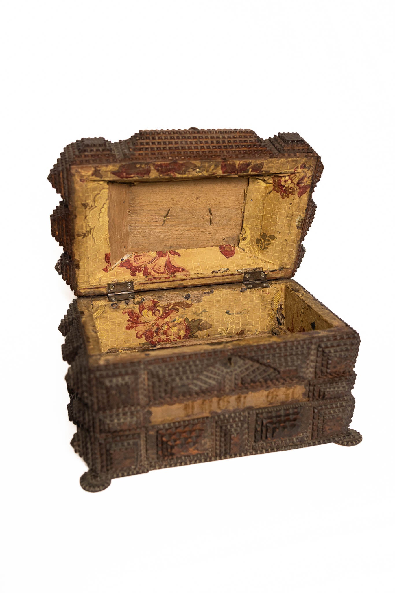 1900 Carved Tramp Art Box