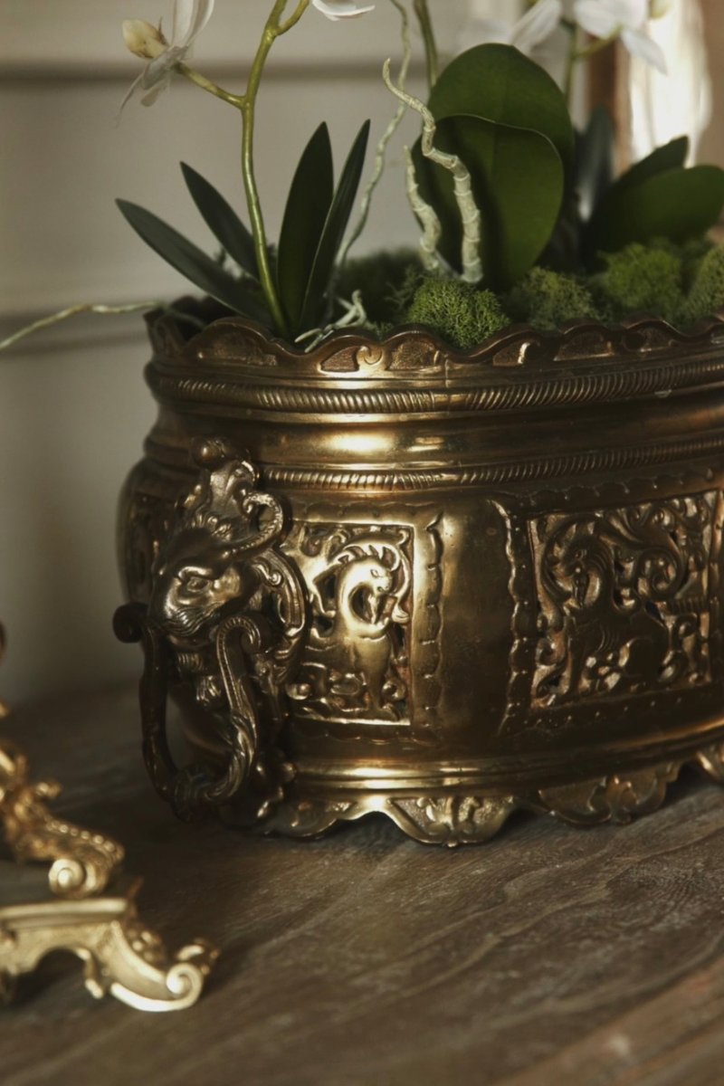 19th Century French Bronze Jardinière with Figural Details and Handles