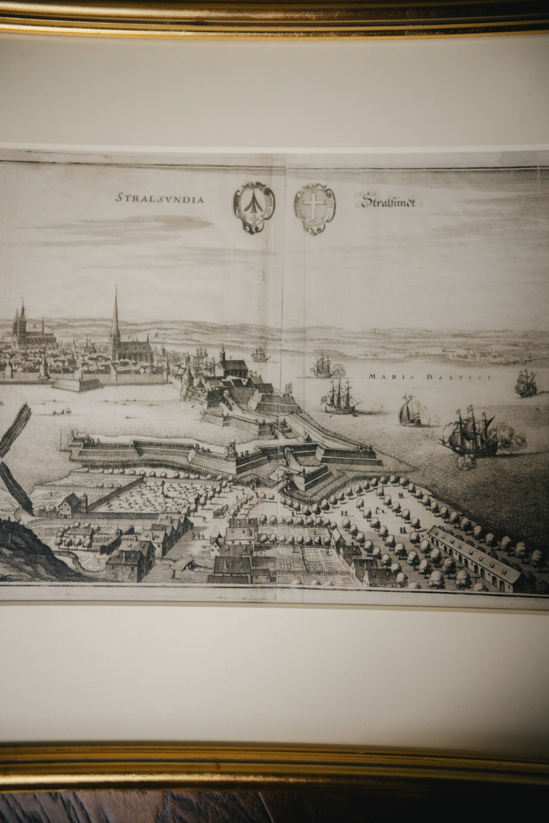 17th Century Engraved View of Stralsund on the Baltic Sea by Erik Jonsson Dahlbergh & Casper Merian 1650-1700