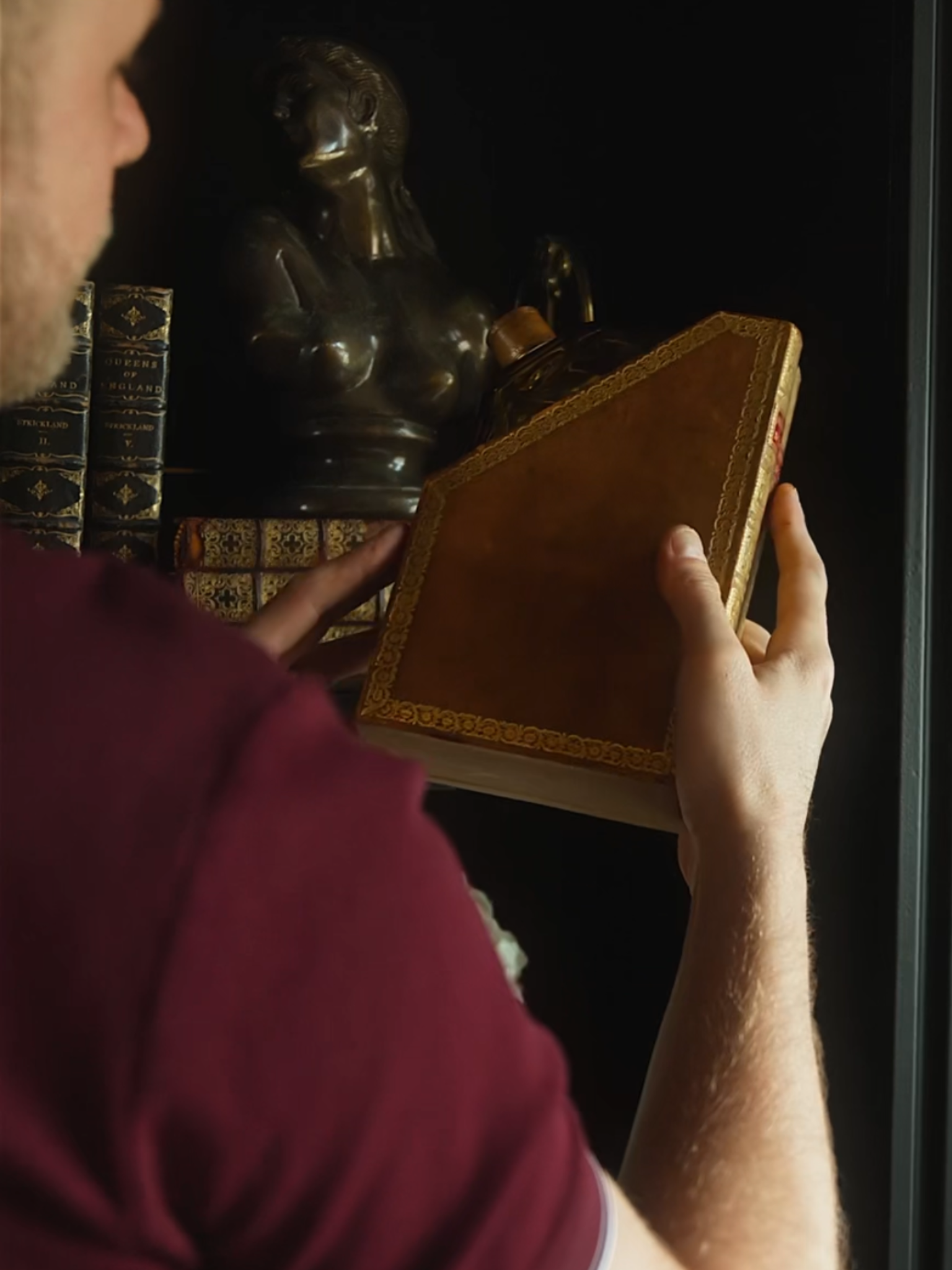 19th Century French Leather Bound Book Decanter