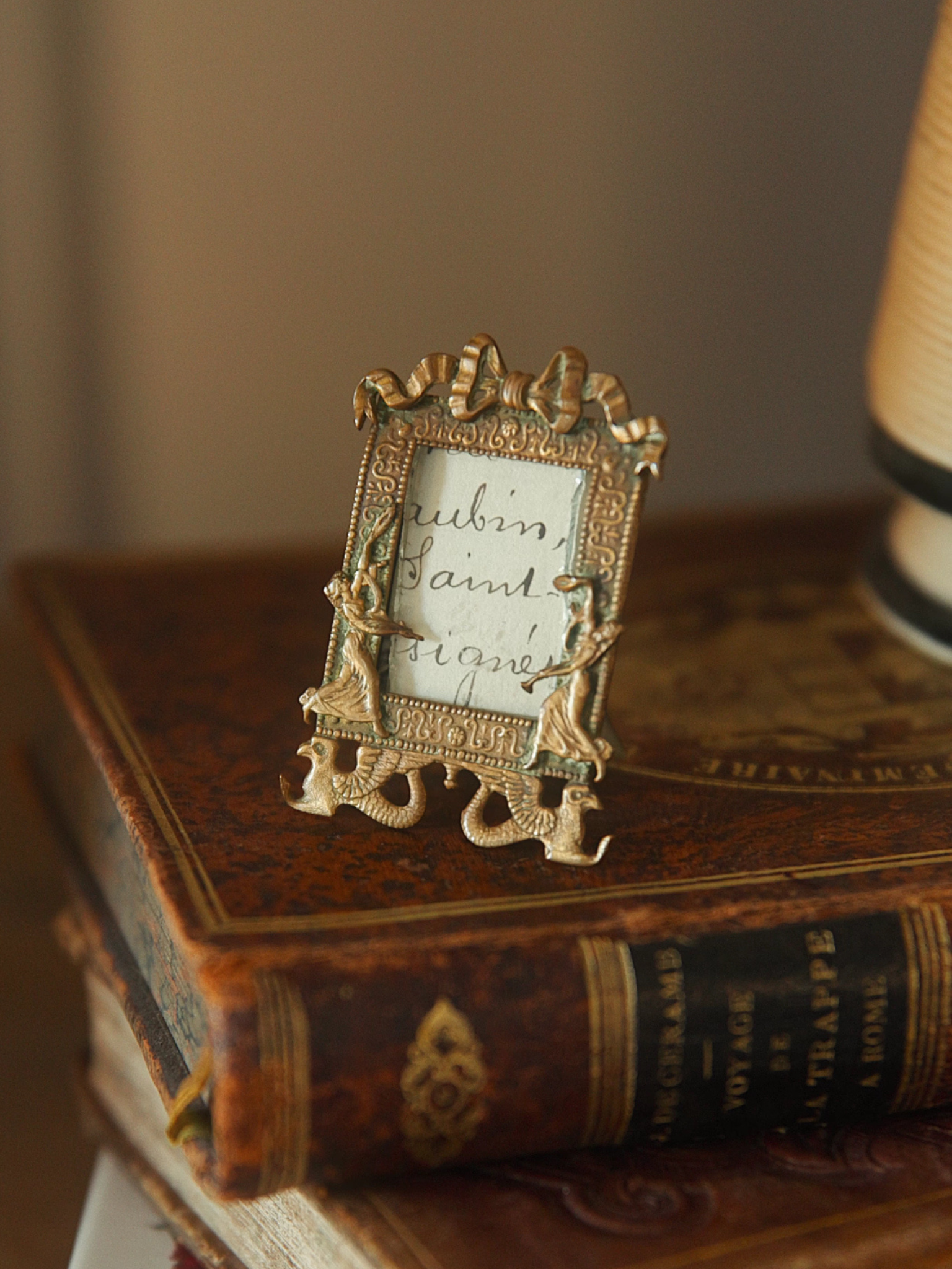 19th-Century French Gilt Bronze Miniature Rococo Frame