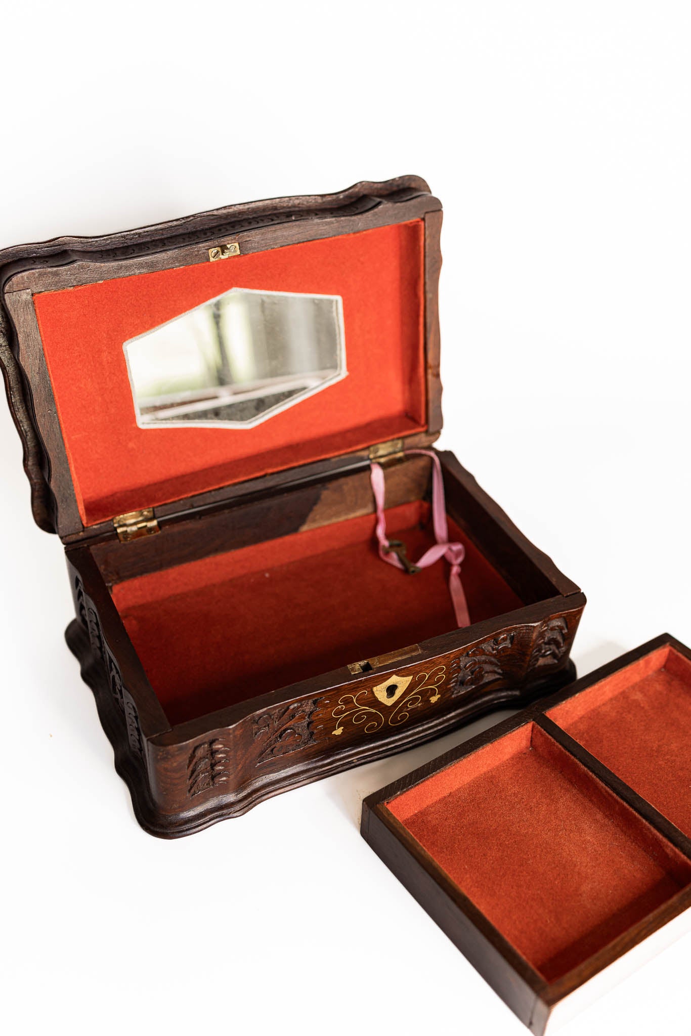 Rosewood Jewelry Box With Key