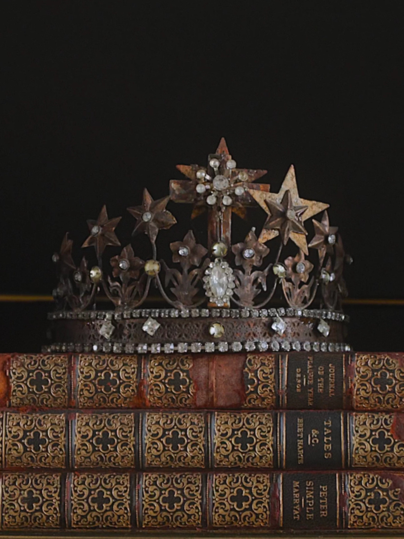 19th Century Victorian Paste Stone Tiara with Radient Stars