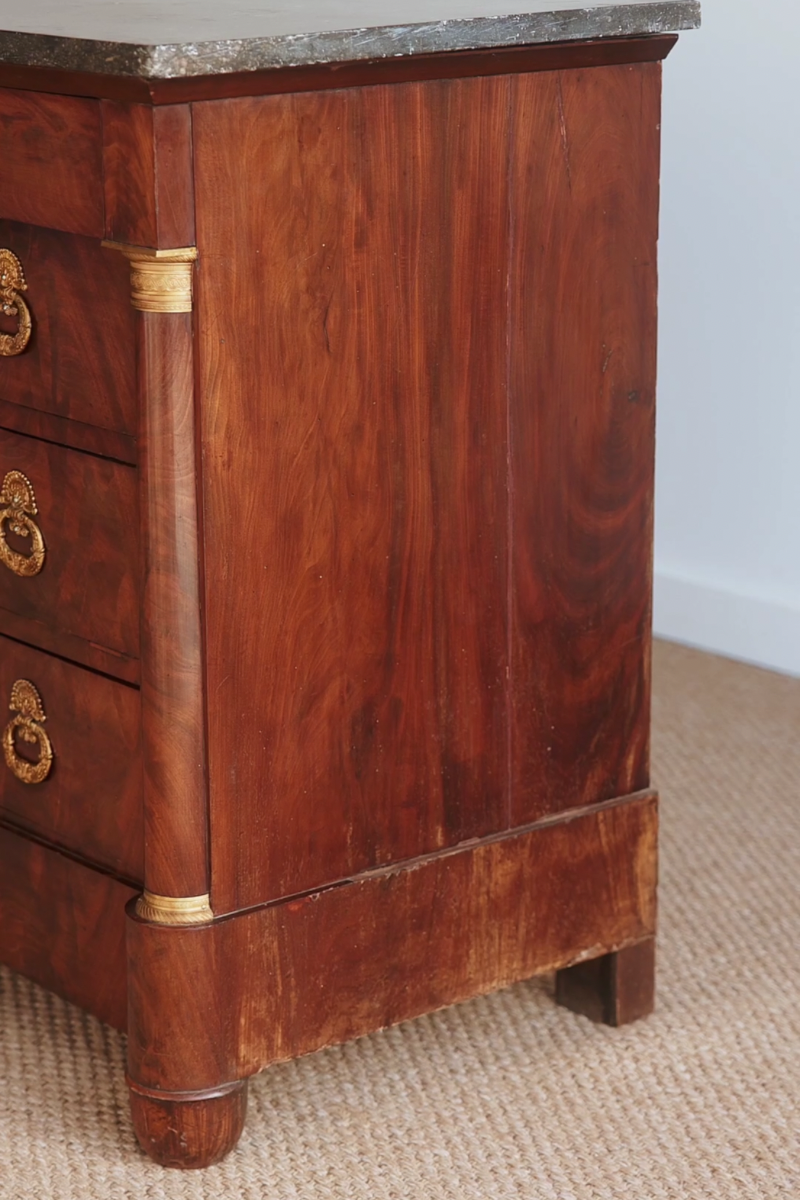 19th Century French Empire Mahogany Commode with Black Marble Top
