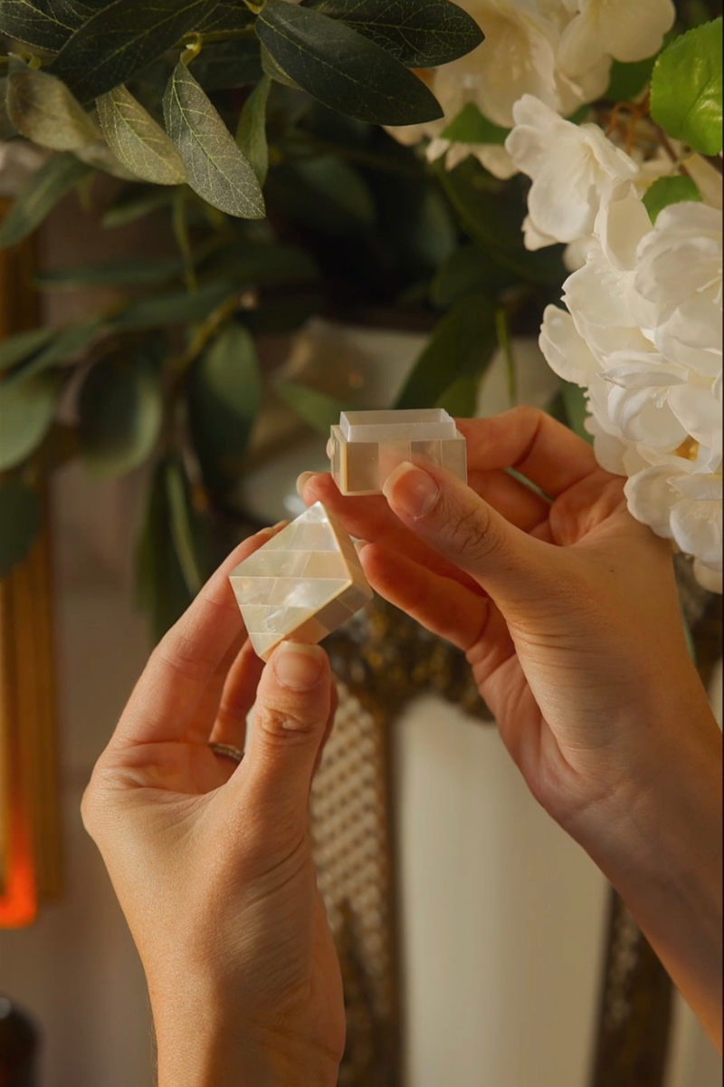 Mid 20th C. French Mother of Pearl Tessellated Miniature Keepsake Box