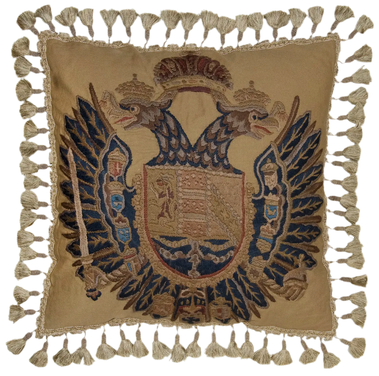 Imperial Crest: Double-Headed Eagle Aubusson Pillow