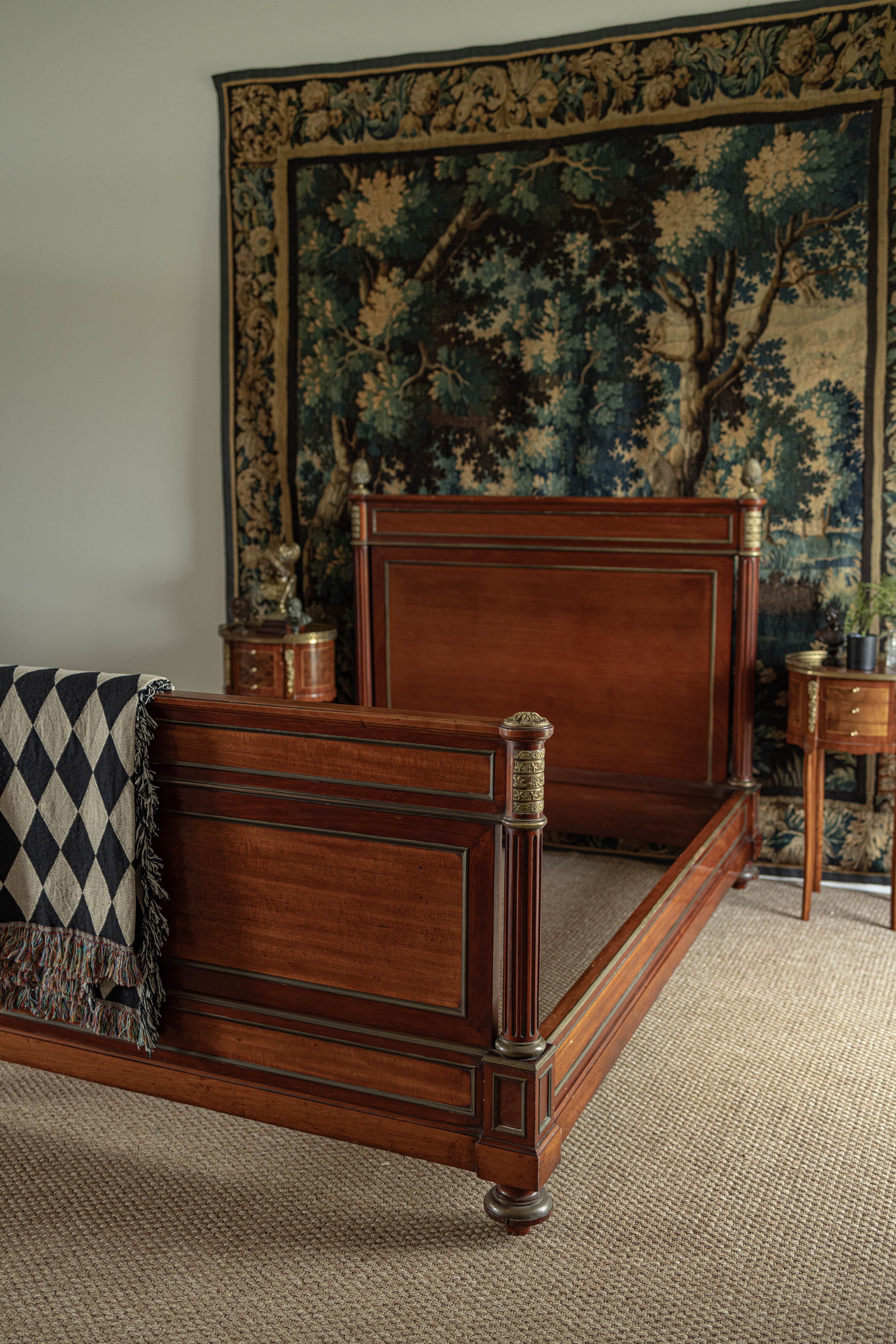 French Empire Style Gilt Mounted Mahogany Bed