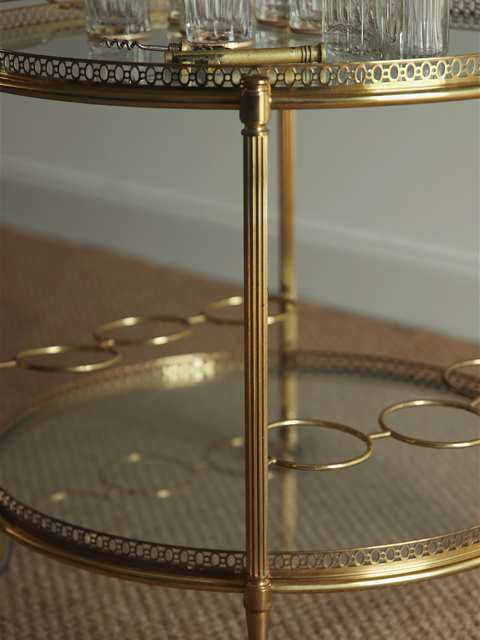 Parisian Brass & Glass Bar Trolley