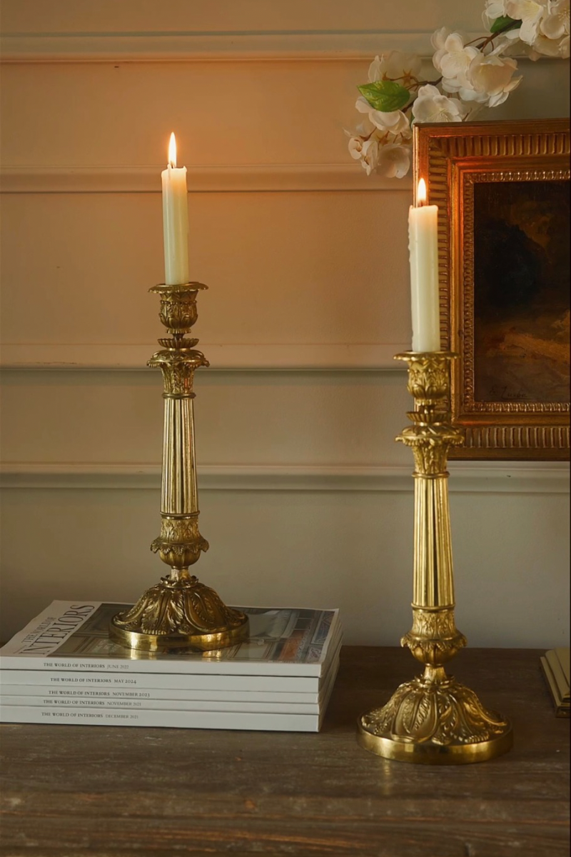 19th C. French Bronze Candlestick Pair