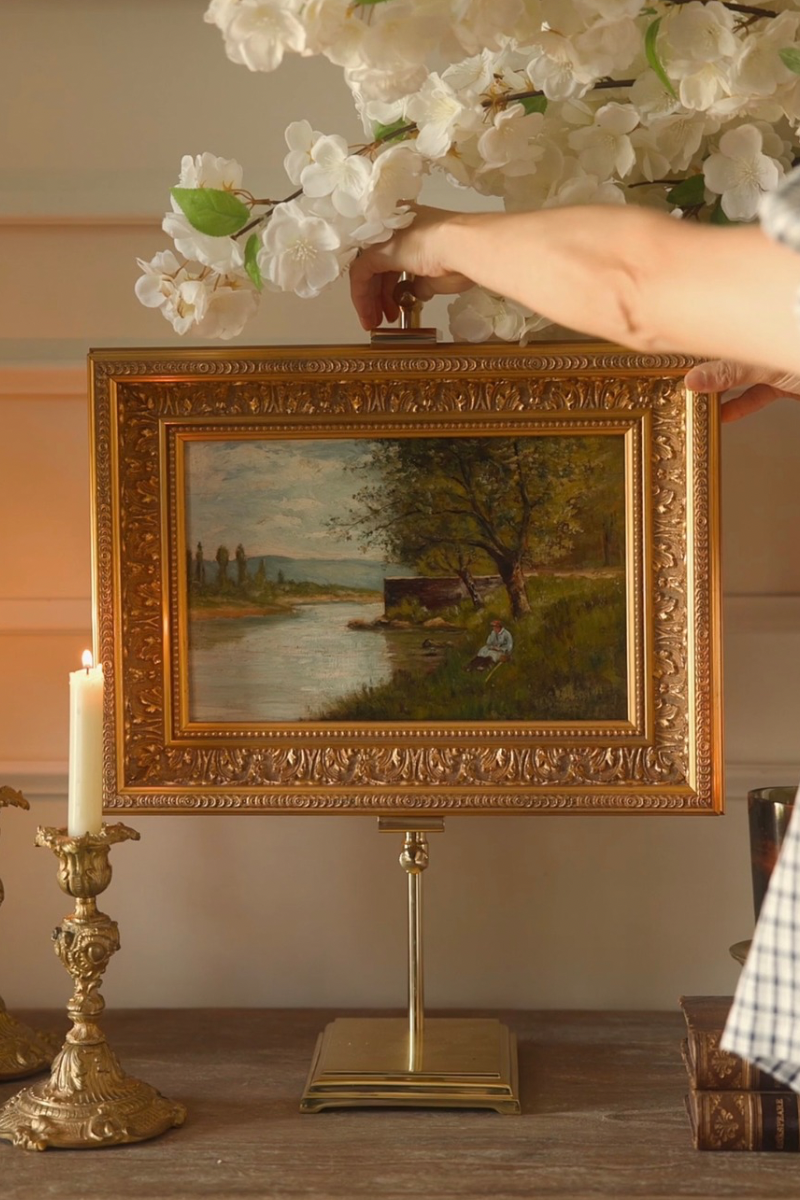 Framed Impressionist River Scene Oil on Board