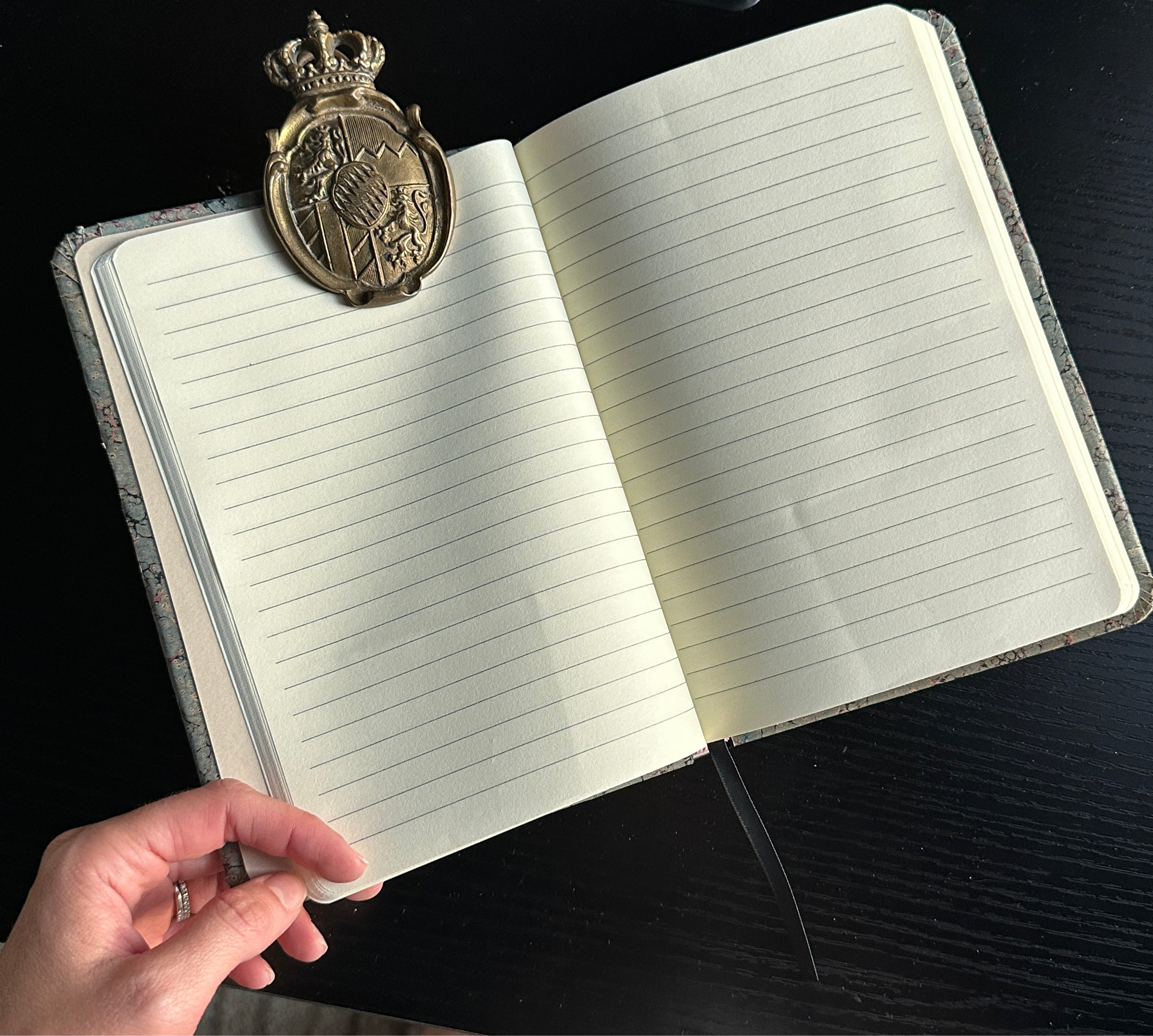 19th Century Marbelized Paper Wrapped Journal -  Midnight