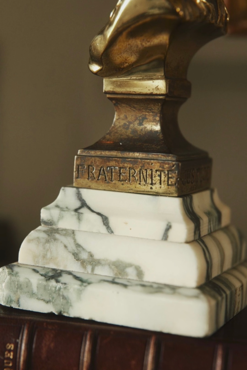 French Bronze “Fraternité” Allegorical Bust on Marble Base
