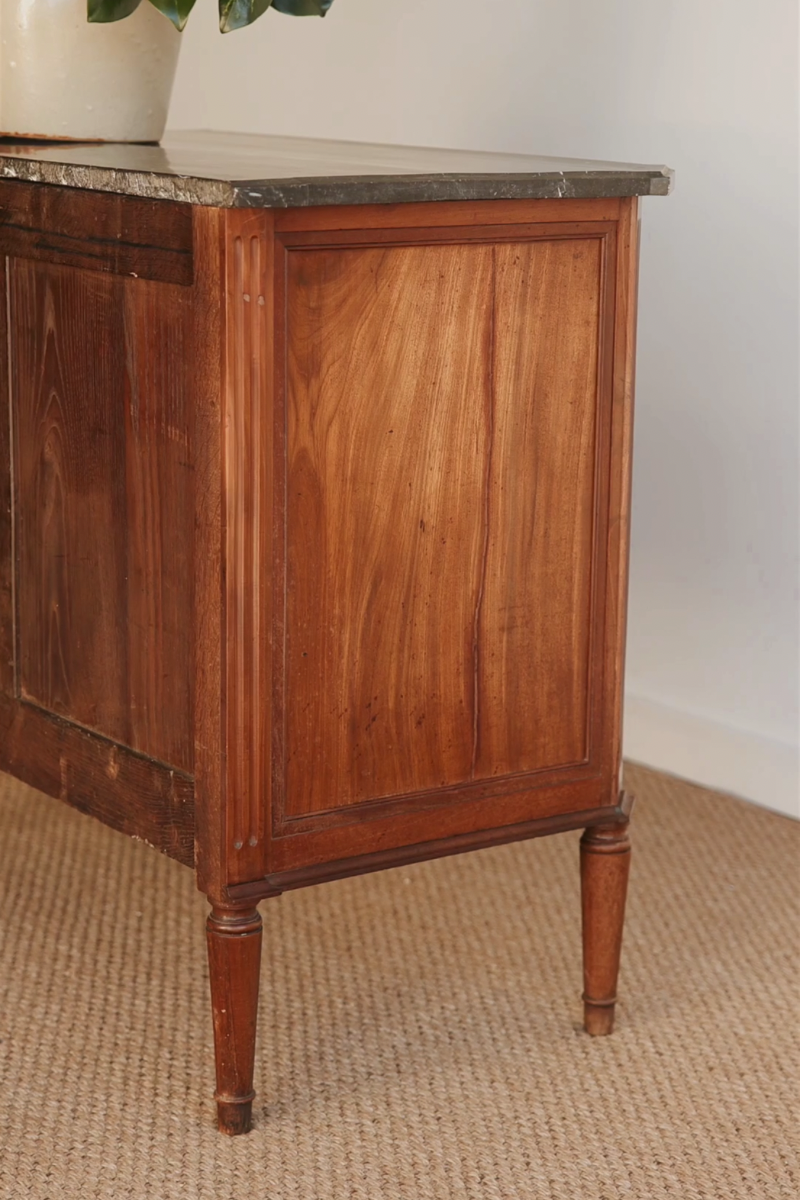19th Century French Louis XVI–Style Mahogany Commode with Black Marble Top