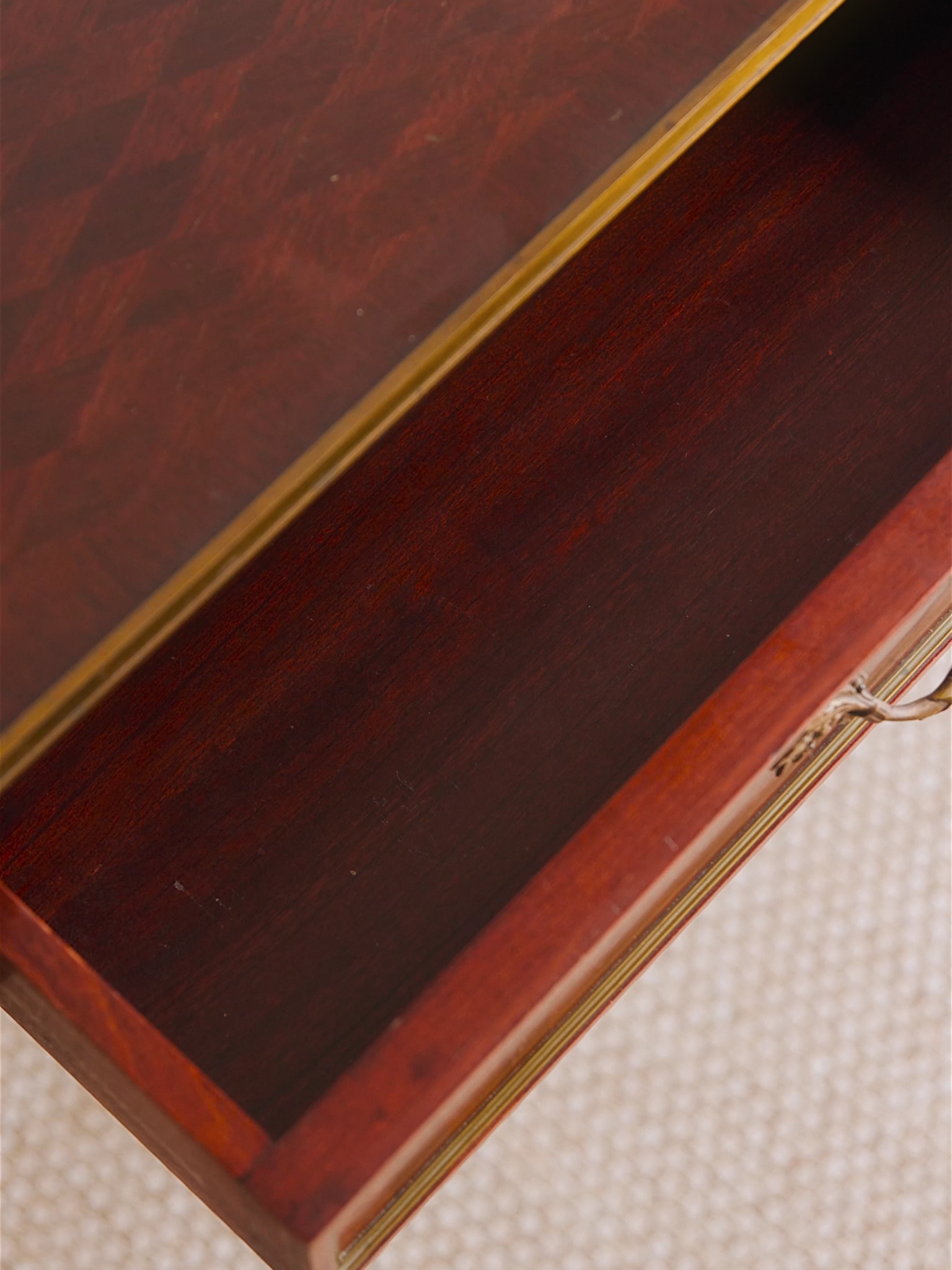 Louis XVI–Style Mahogany Console Table with Bronze Mounts & Dovetail Drawers