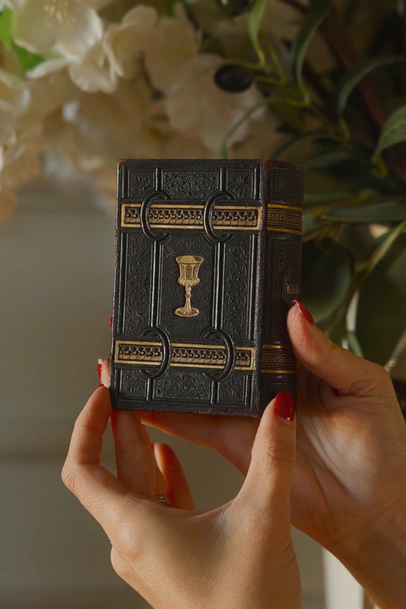 1877 German Catholic Prayer Book with Embossed Gilt Binding