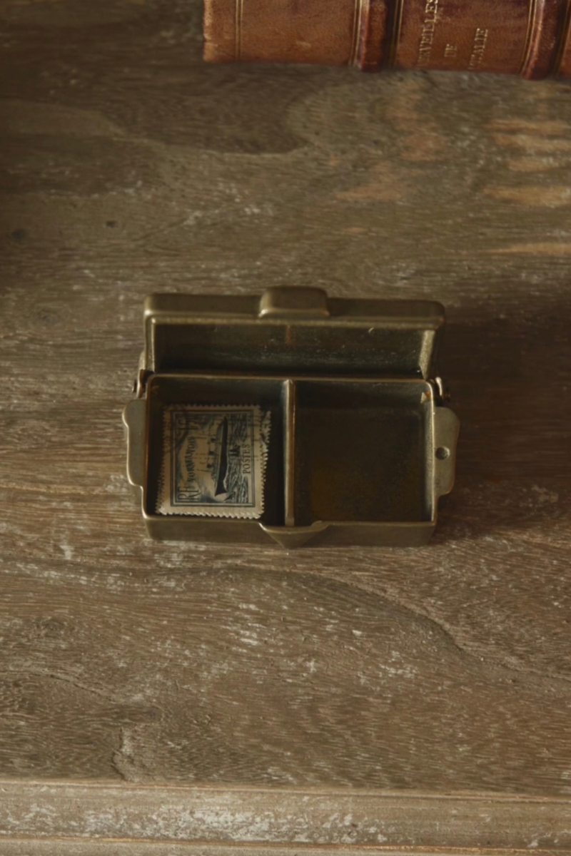 Brass Stamp Box with Crest Clasp