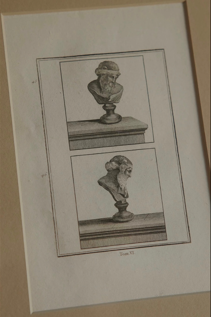 Set of Four Late 18th Century French Neoclassical Engravings of Classical Bust Studies
