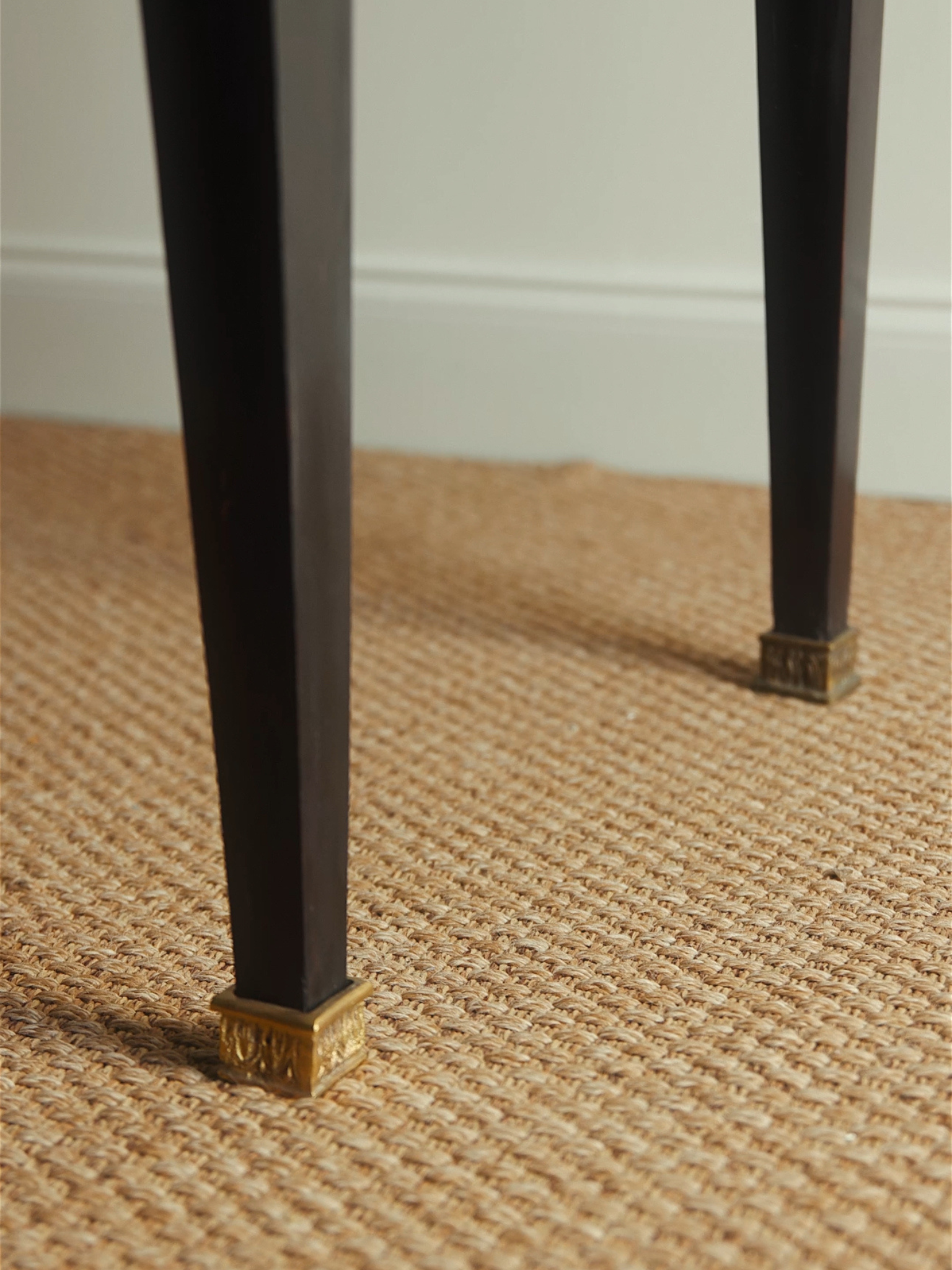 French Empire Revival Ebonized Bureau Plat with Gilt Bronze Mounts & Red Tooled Leather Top