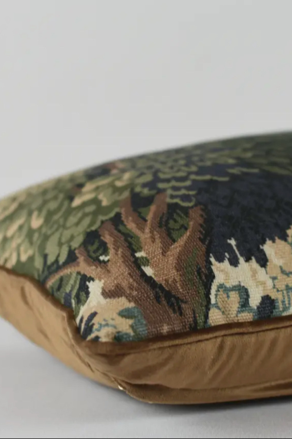 Woodland Tapestry Pillow Cover with Velvet Back