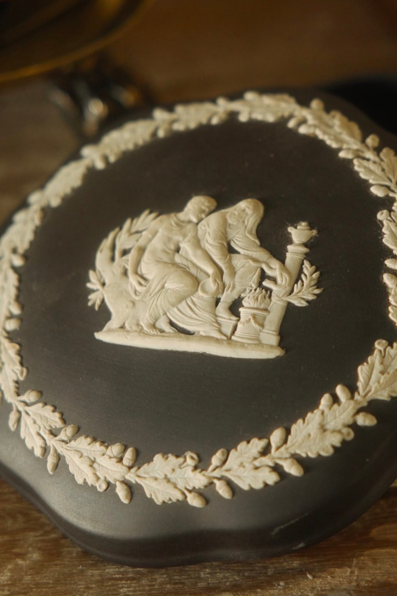 19th C. Black Wedgwood Lidded Box