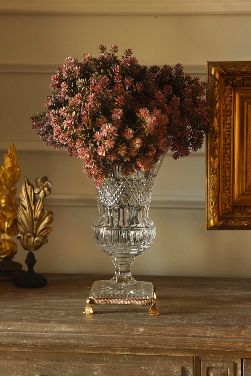 19th C. French Cut-Crystal Vase with Brass Mount