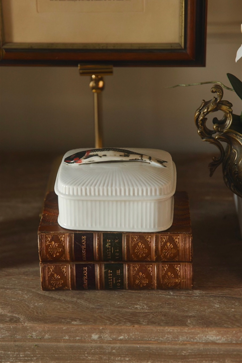 French Porcelain Sardine Lidded Dish