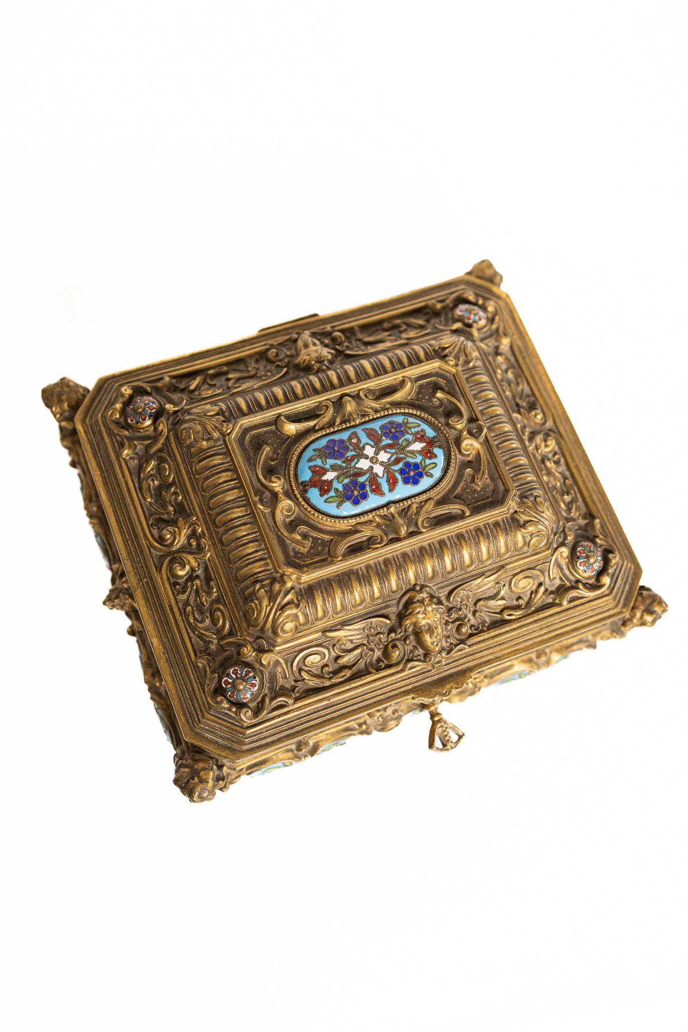 Napoleon III Gilded Bronze & Cloisonné Jewelry Casket