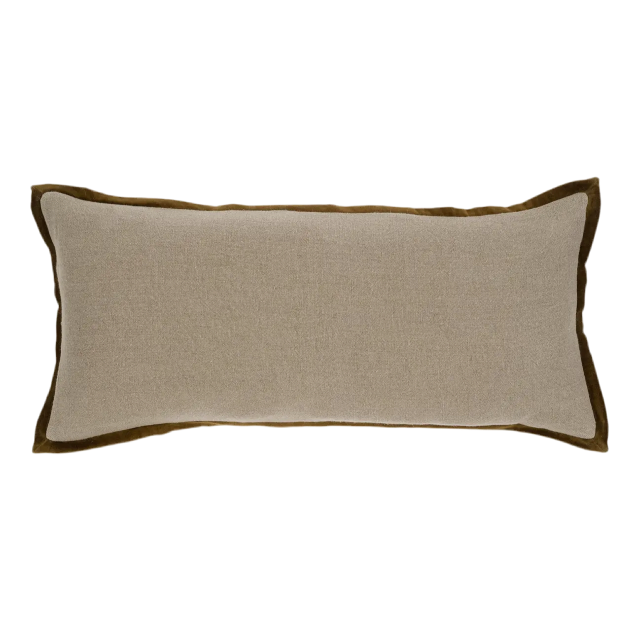 14x31 Moss Velvet Trimmed Linen Down Filled Pillow