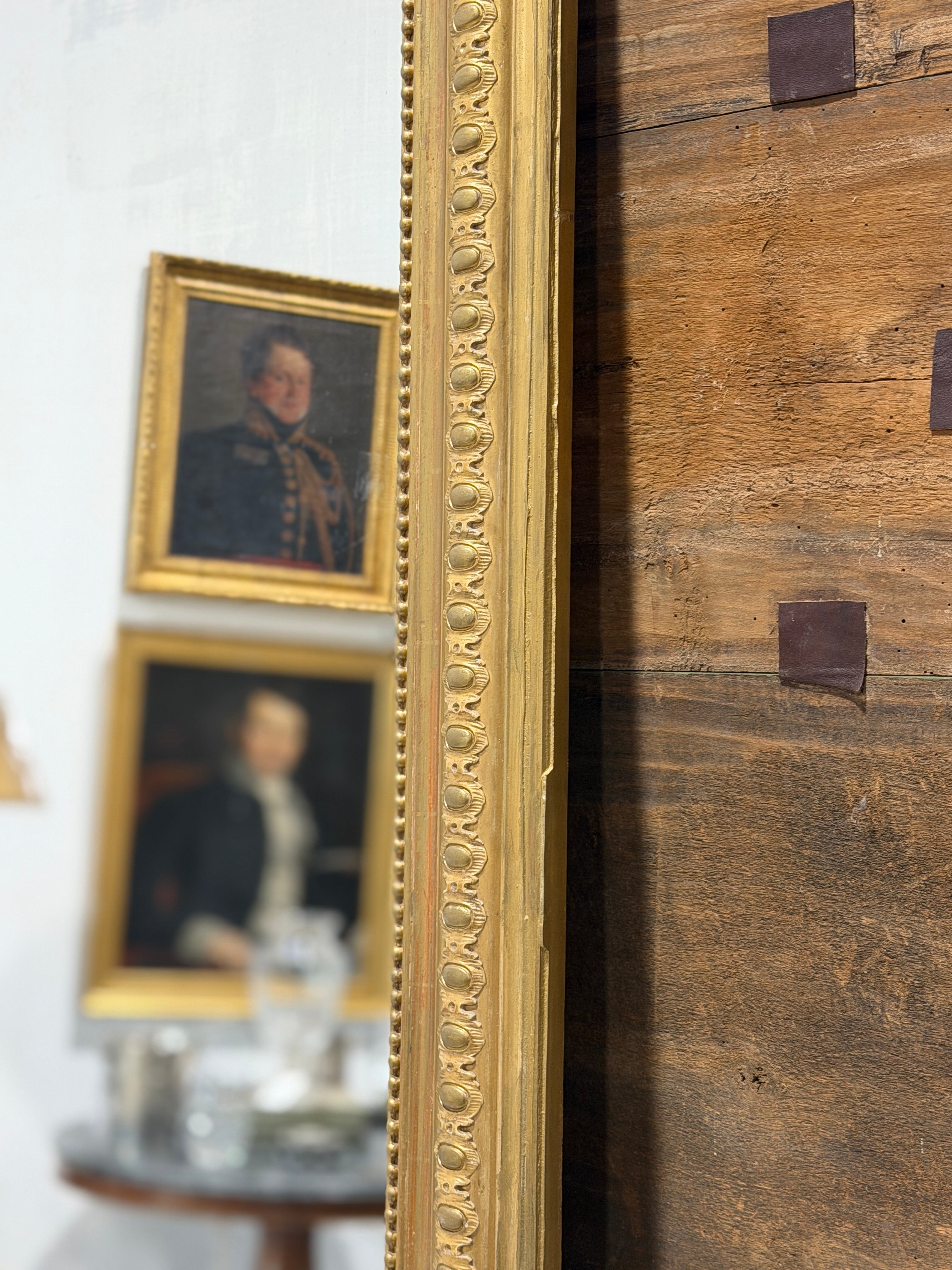 Monumental French Louis XVI Style Giltwood Mirror with Ribbon Crest