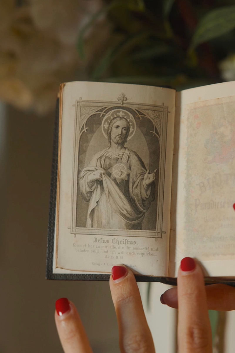 1877 German Catholic Prayer Book with Embossed Gilt Binding