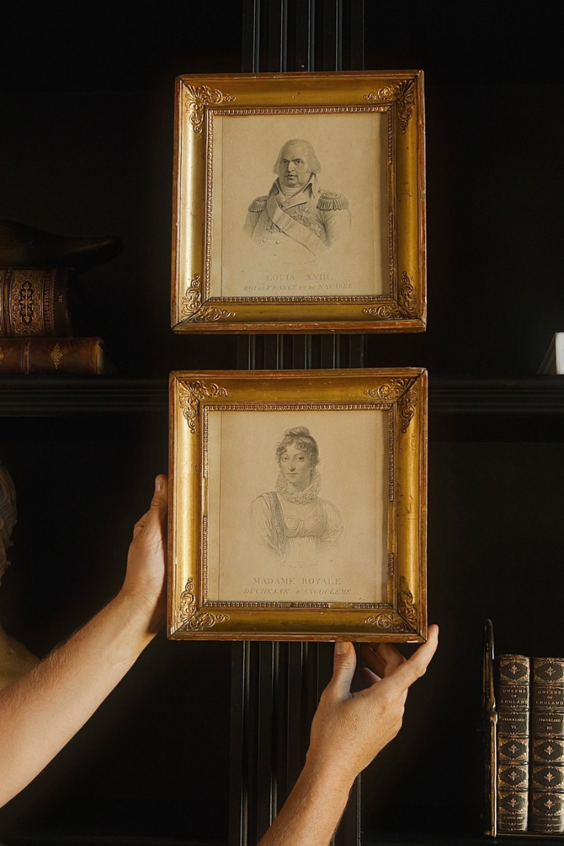 Pair of Early 19th-Century French Royal Portrait Engravings of Louis XVIII & Madame Royale, Duchesse d’Angoulême